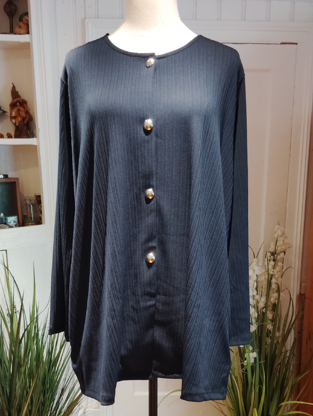 Susan Graver Rib Knit Button Front Cardigan NEW WITHOUT TAGS
